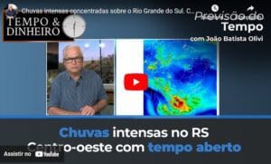 Chuvas intensas concentradas sobre o Rio Grande do Sul. Centro-oeste com tempo aberto