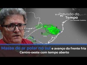 Previsão do tempo mostra massa de ar polar no sul e avanço da frente fria pelo Sudeste. Centro-oeste seco