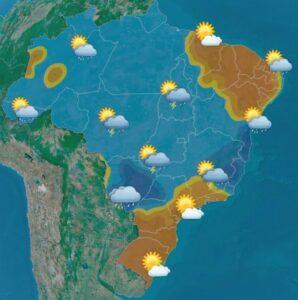 Confira a previsão do tempo para esta quinta-feira (31) para todo o Brasil