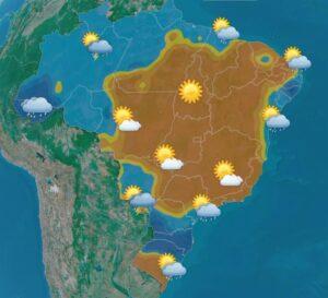 Confira a previsão do tempo para este sábado (12) para todo o Brasil