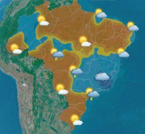 Confira a previsão do tempo para esta segunda-feira (21) para todo o Brasil