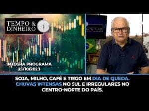 Soja, milho, café e trigo em dia de queda.Chuvas intensas no Sul.