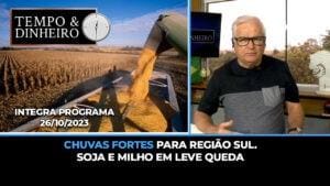 Chuvas fortes para a região sul. Soja e milho em leve queda.