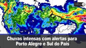 Chuvas intensas com alertas para Porto Alegre e Sul do País. Baixa umidade em parte do Sudeste