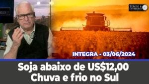 Soja abaixo de US$12,00 , café em alta. Boi começa junho desanimado. Chuva e frio no Sul.