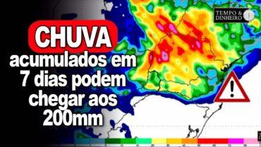 Chuvas intensas em 7 dias em várias partes do país podem chegar aos 200mm