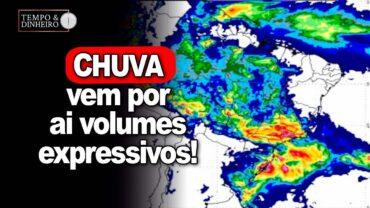 Chuva sobe do Paraguai para o Sul, Sudeste e metade norte do País. Muita umidade passando pelo Br