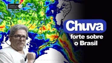 Chuva forte sobre o Brasil, exceto no RS e parte do MS. Temperaturas abaixo da média