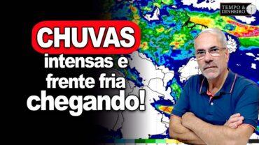 Previsão do tempo mostra chegada de frente fria pelo oeste do RS e chuvas intensas no Centro-Norte