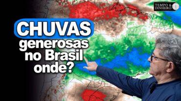 Chuvas generosas no Brasil Central e baixos volumes no Sul. Temperaturas caem no Centro Sul