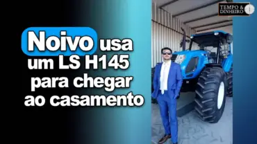 Noivo usa um LS H145, da LSTractor, para chegar ao casamento no Sul do País.