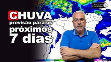 Previsão para os próximos 7 dias mostra muita chuva no Sul, MS, parte do Sudeste e Norte do Brasil